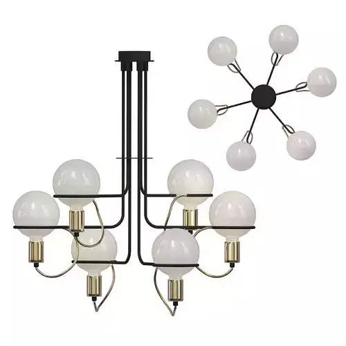GHOST chandelier with five balls and base