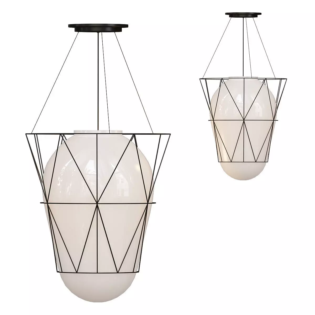 SEGNI two pendant lights hanging from wire frame 3D model_0
