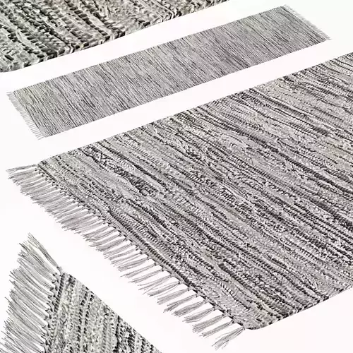 Carpet Hand Woven Striped Pattern Cotton - Gray 3D model