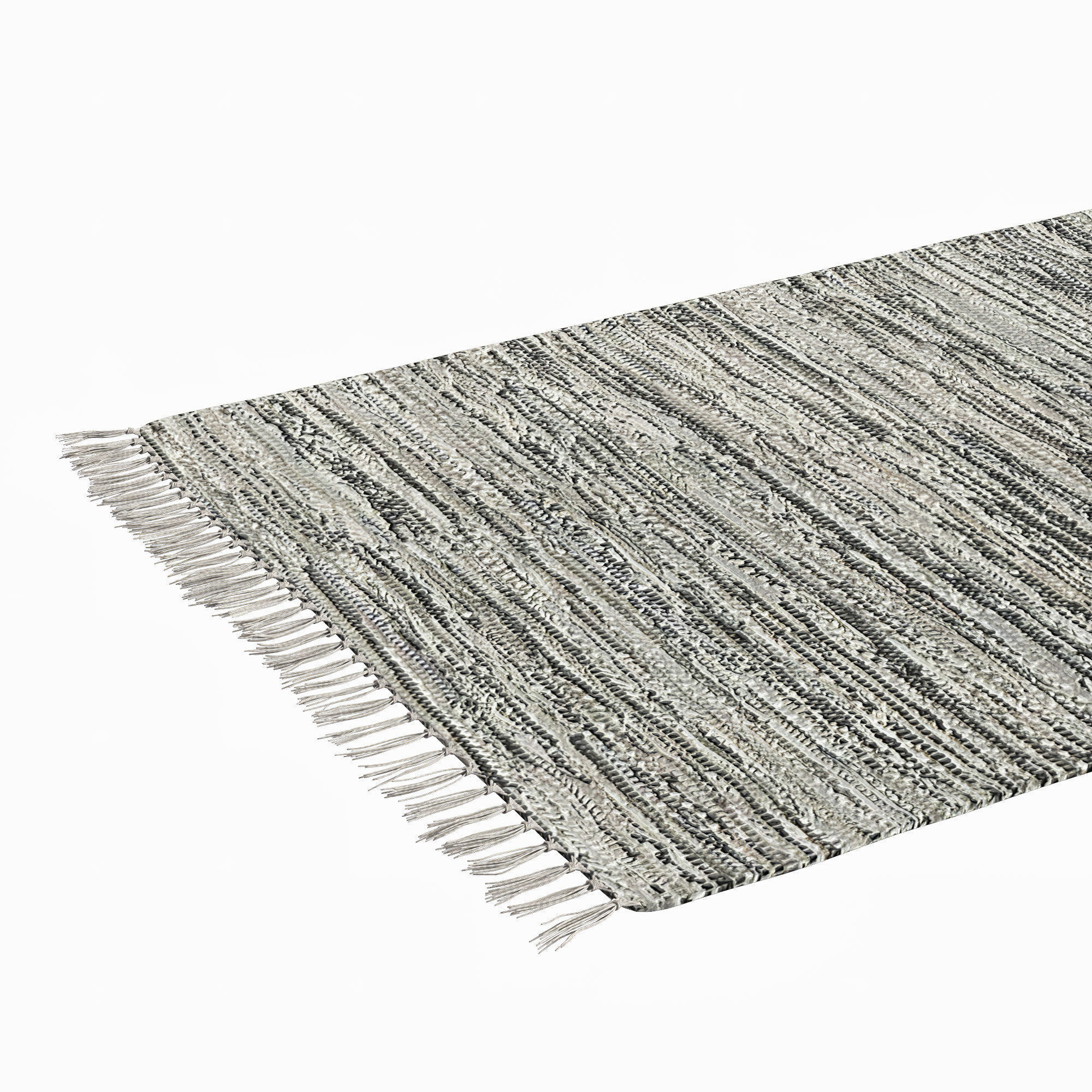 Carpet Hand Woven Striped Pattern Cotton - Gray 3D model_3