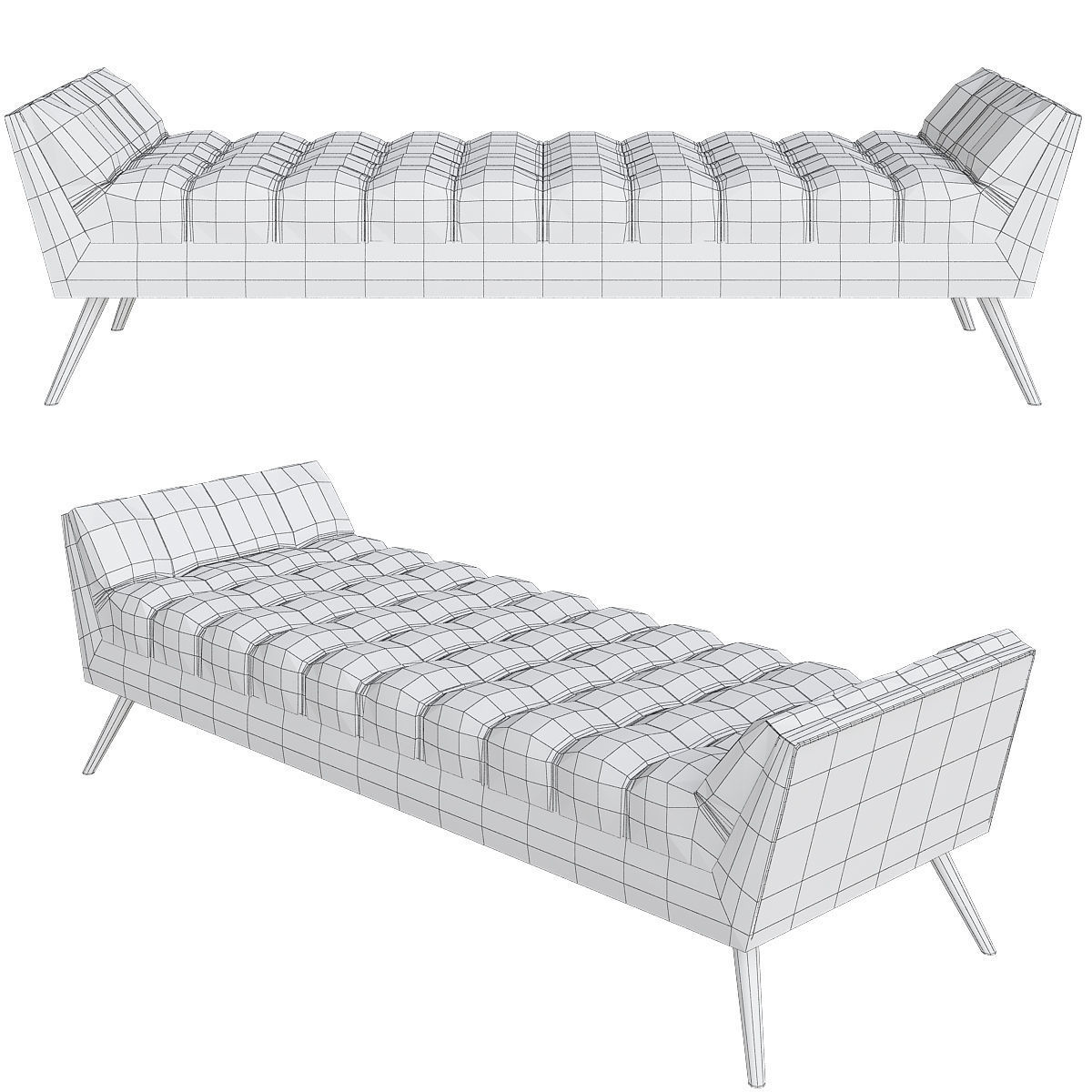 Fiske Upholstered Bench 3d model Low-poly 3D model_1