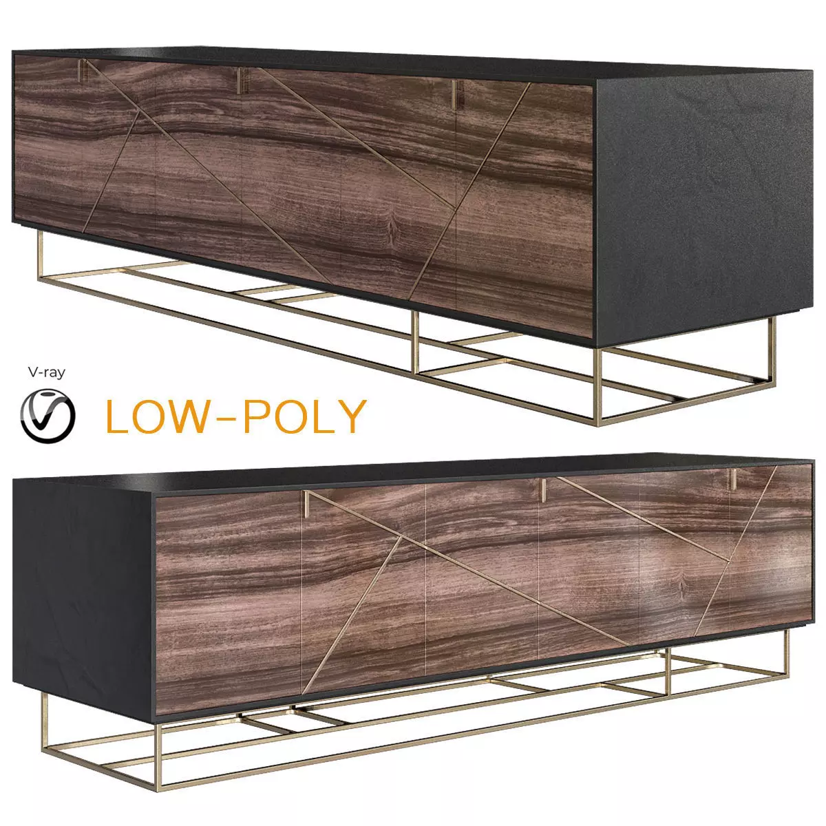 WIREFRAME Buffet By BAXTER 3d model Low-poly 3D model_0