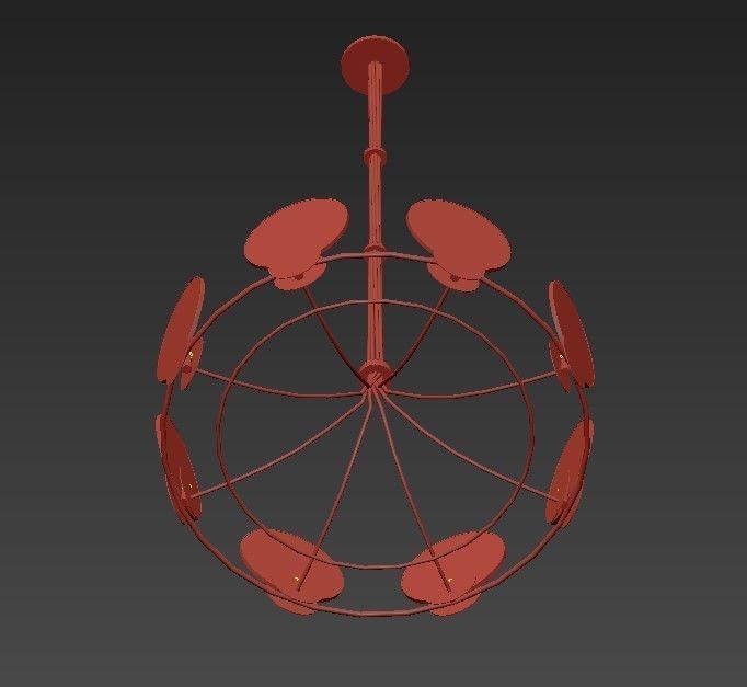 PETRA gold chandelier with two round circles hanging from it 3D model_2