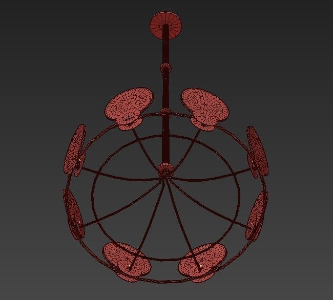 PETRA gold chandelier with two round circles hanging from it 3D model_3