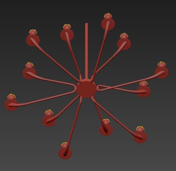 OLIMPO chandelier with eight lights and metal frame 3D model_2