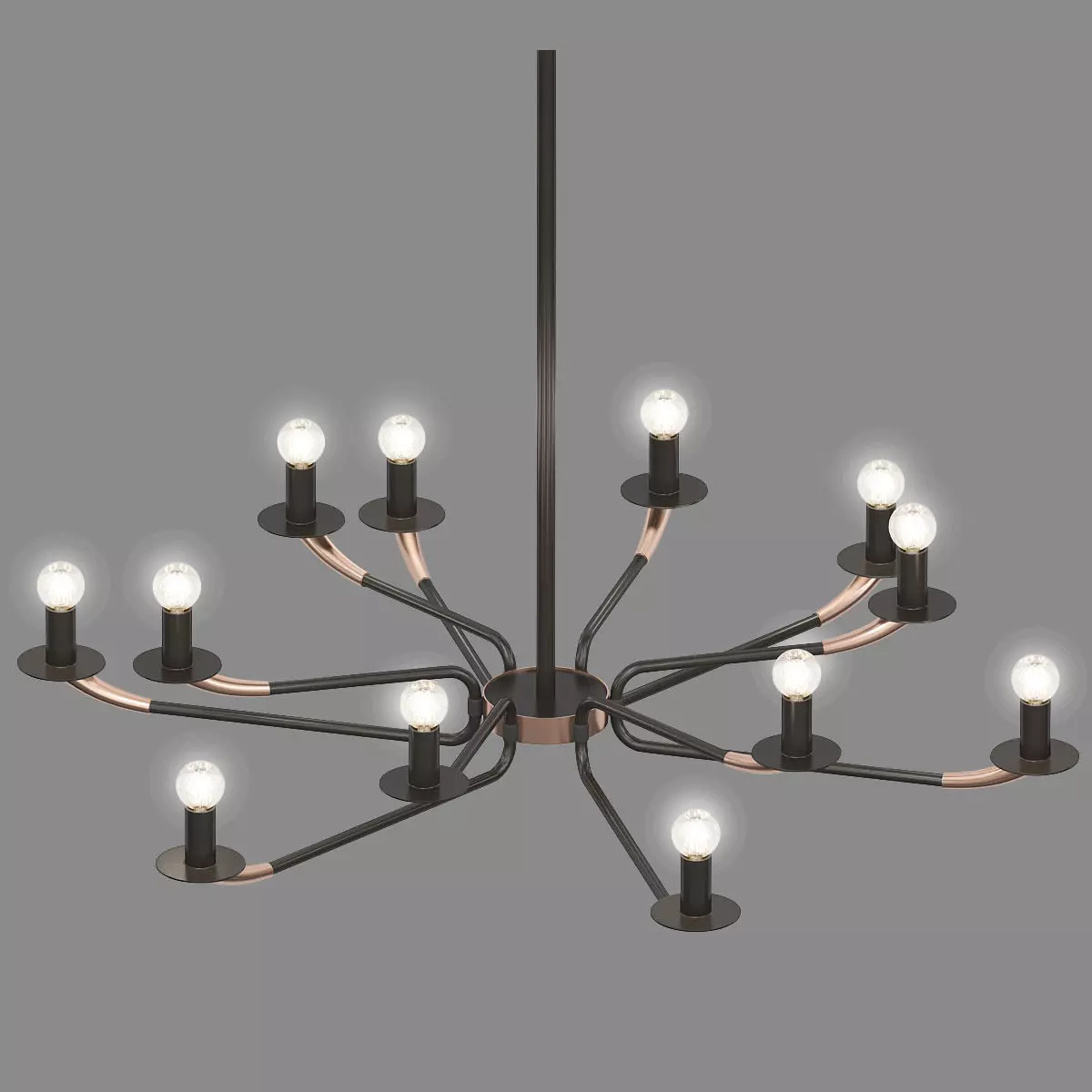 OLIMPO chandelier with eight lights and metal frame 3D model_0