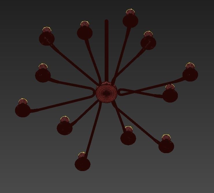 OLIMPO chandelier with eight lights and metal frame 3D model_3