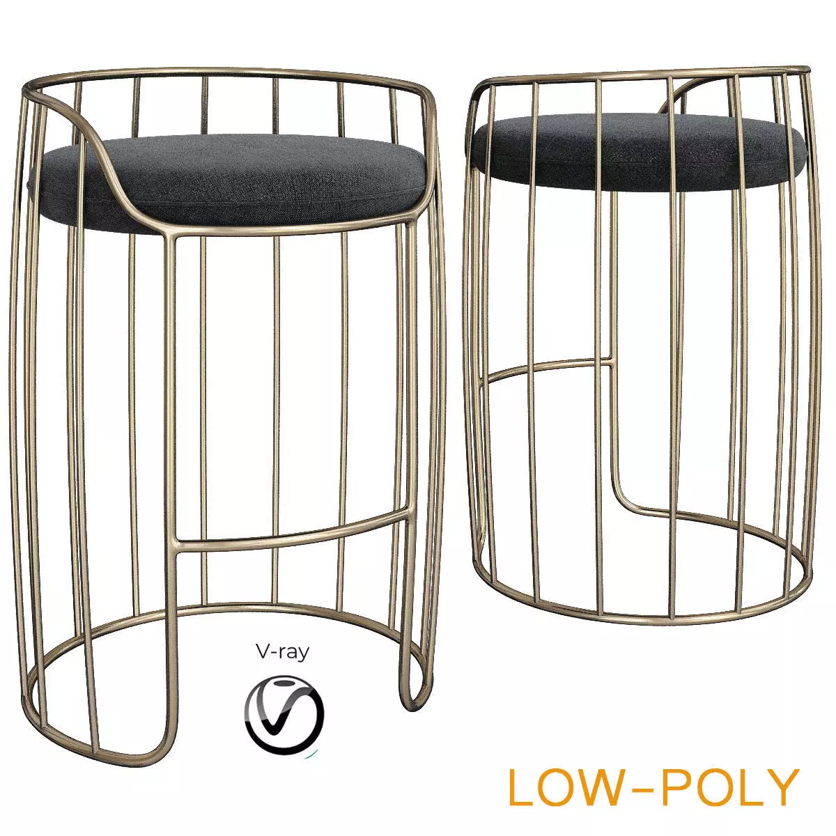 Tonella Stool Sancal Tonella Stool Sancal low poly 3d model Low-poly 3D model