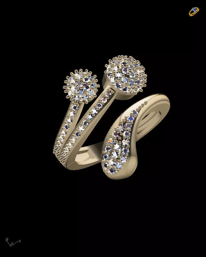 jewelry ring with diamonds gold 3D print model