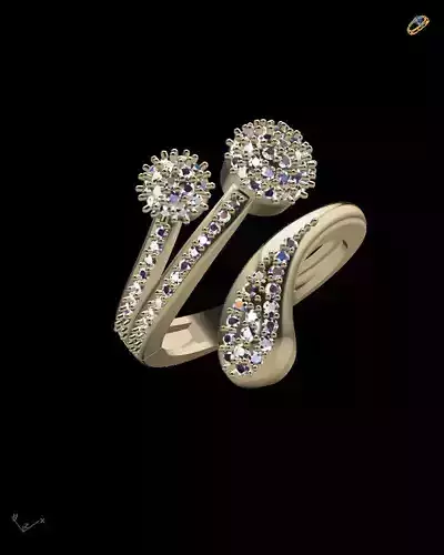 jewelry ring with diamonds gold 3D print model