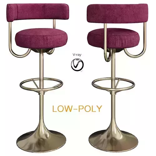 Revolving Metal Brass Bar Stool 3d model