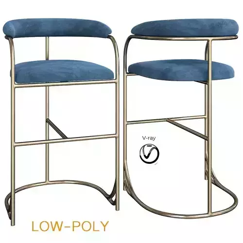 Vintage Brass Bar Stools by Shelby WIlliams 3d model