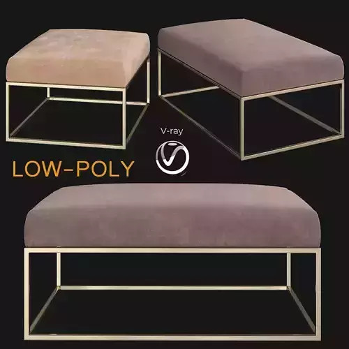 Box Frame Upholstered Bench  Ottoman Westelm 3d model