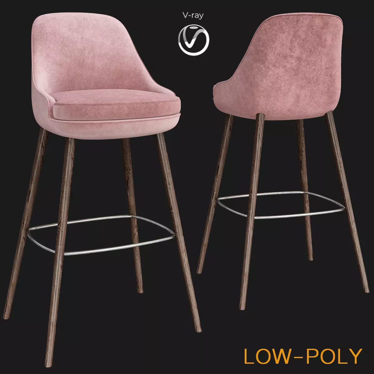 Bar stool by Walter Knoll 3d model Low-poly 3D model_0