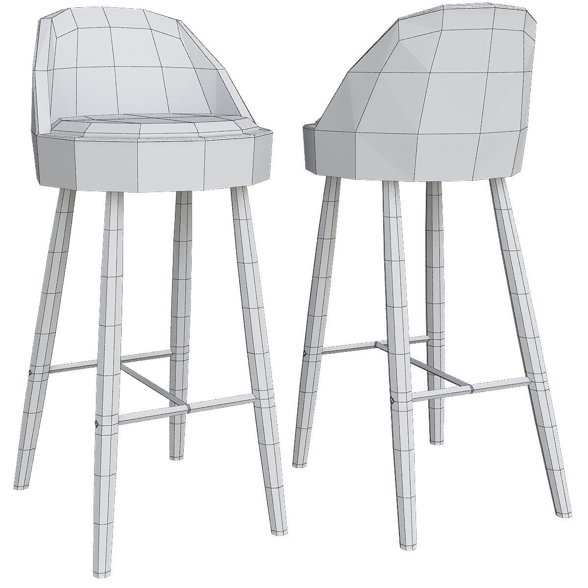 Scandinavian Modern Stools 3d model Low-poly 3D model_1