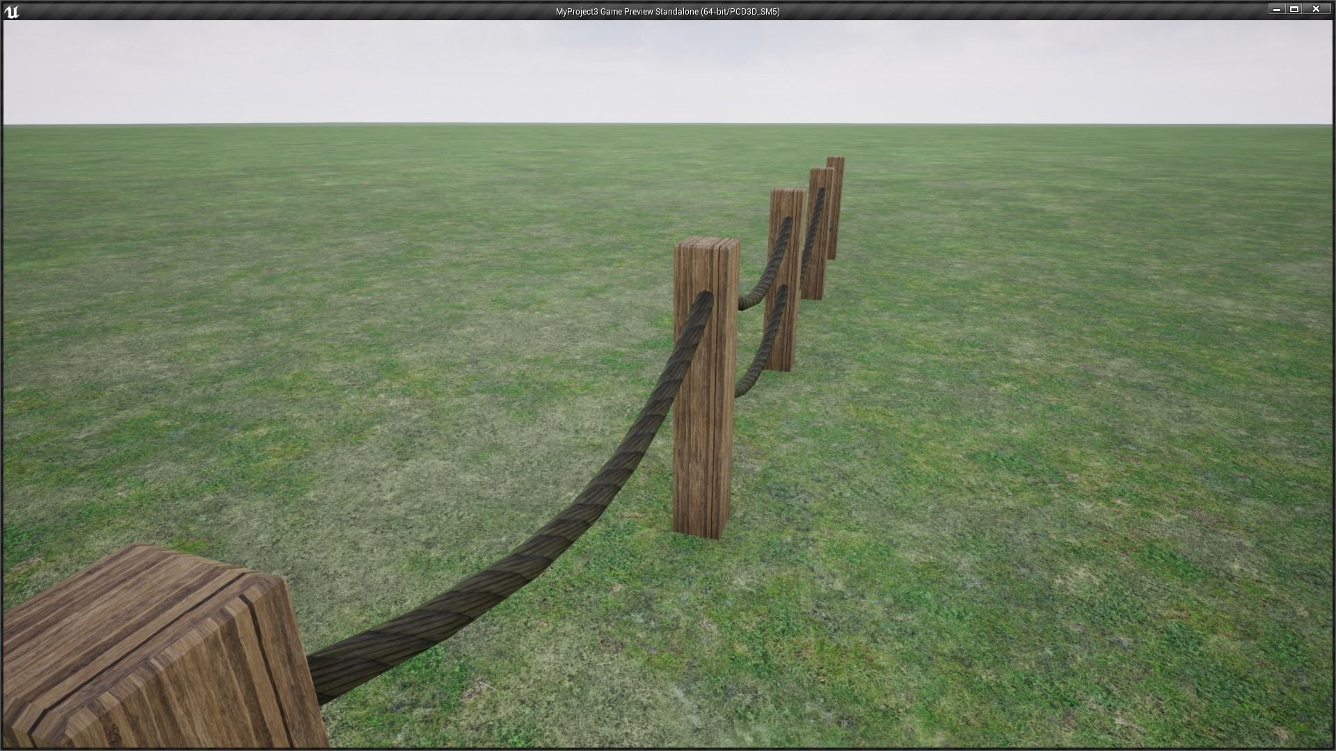 Modular Wooden Rope Fence Low-poly 3D model_4