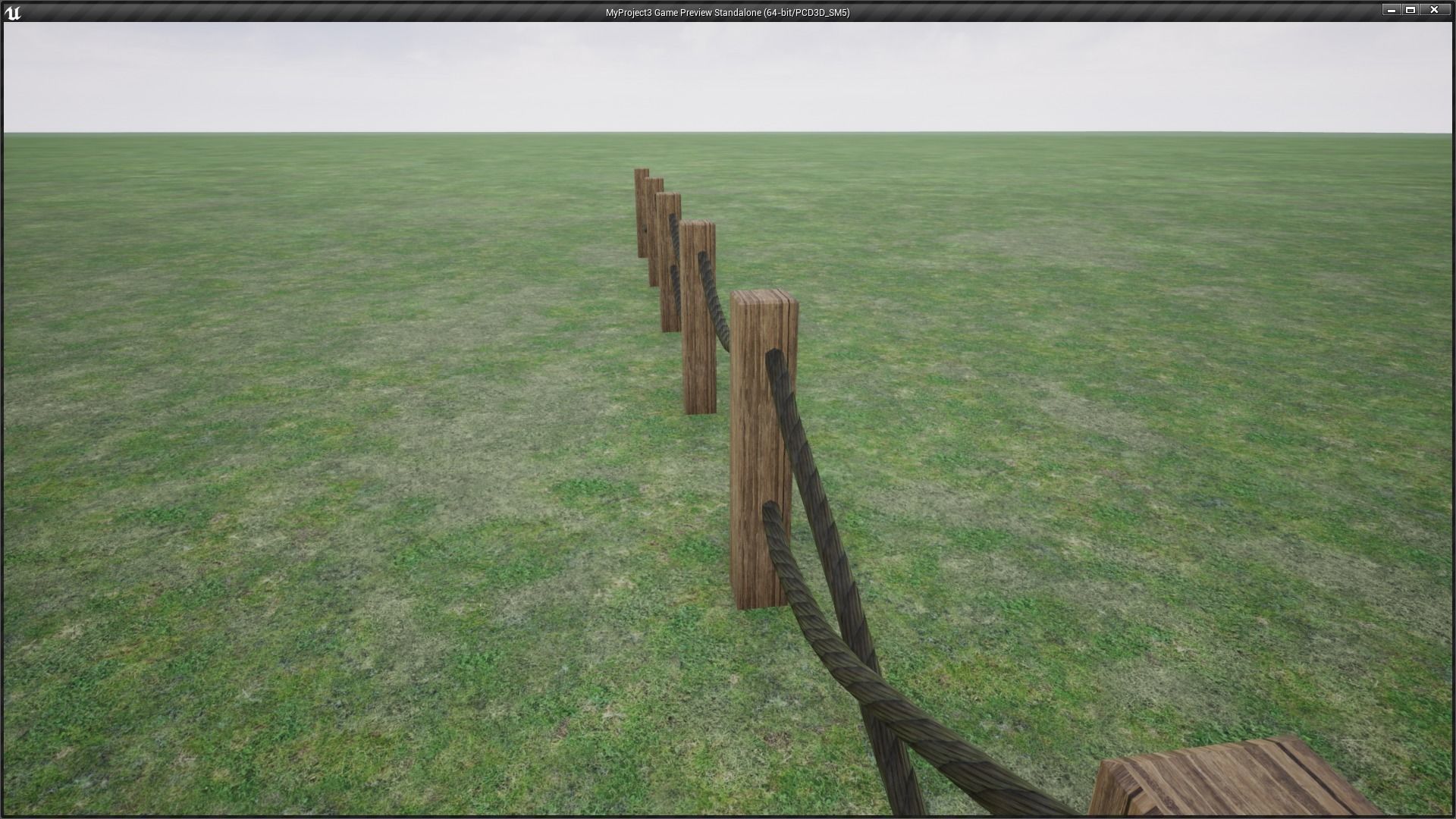 Modular Wooden Rope Fence Low-poly 3D model_2