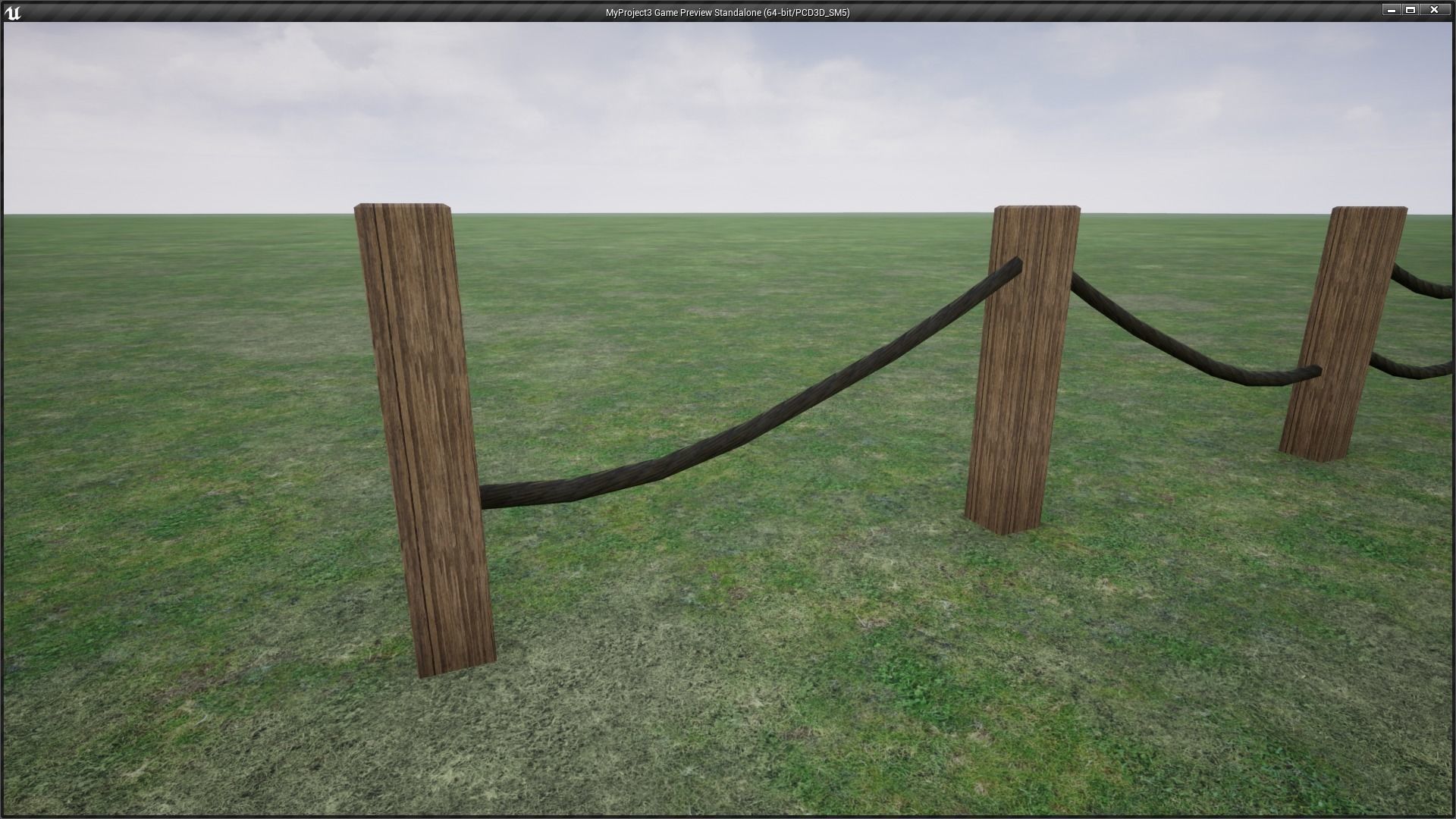 Modular Wooden Rope Fence Low-poly 3D model_10