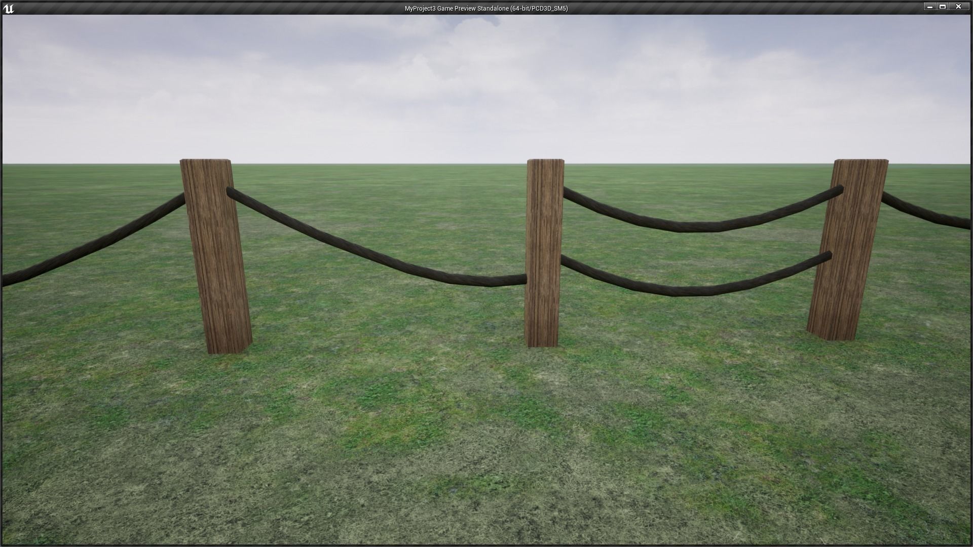 Modular Wooden Rope Fence Low-poly 3D model_8