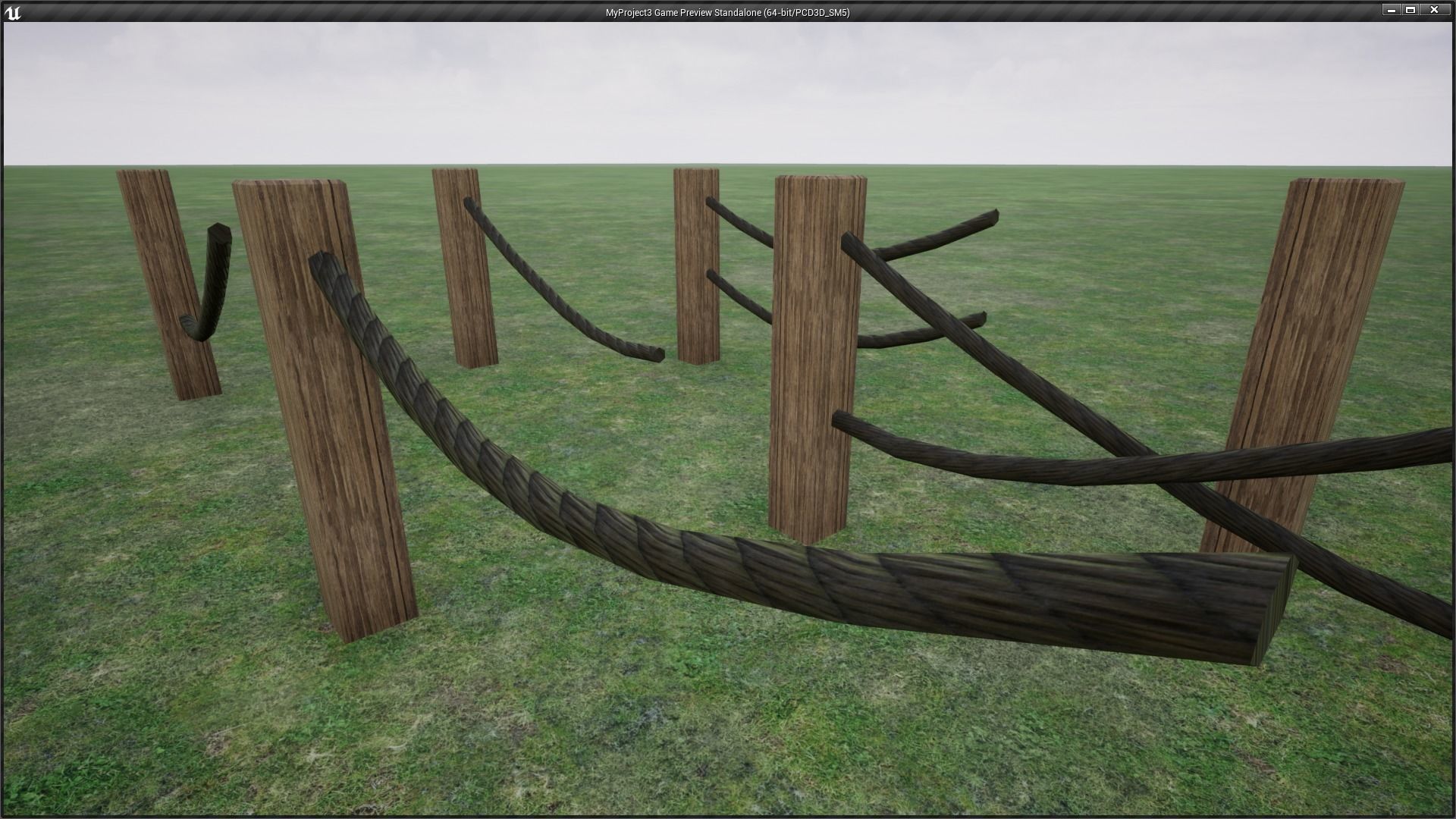 Modular Wooden Rope Fence Low-poly 3D model_18