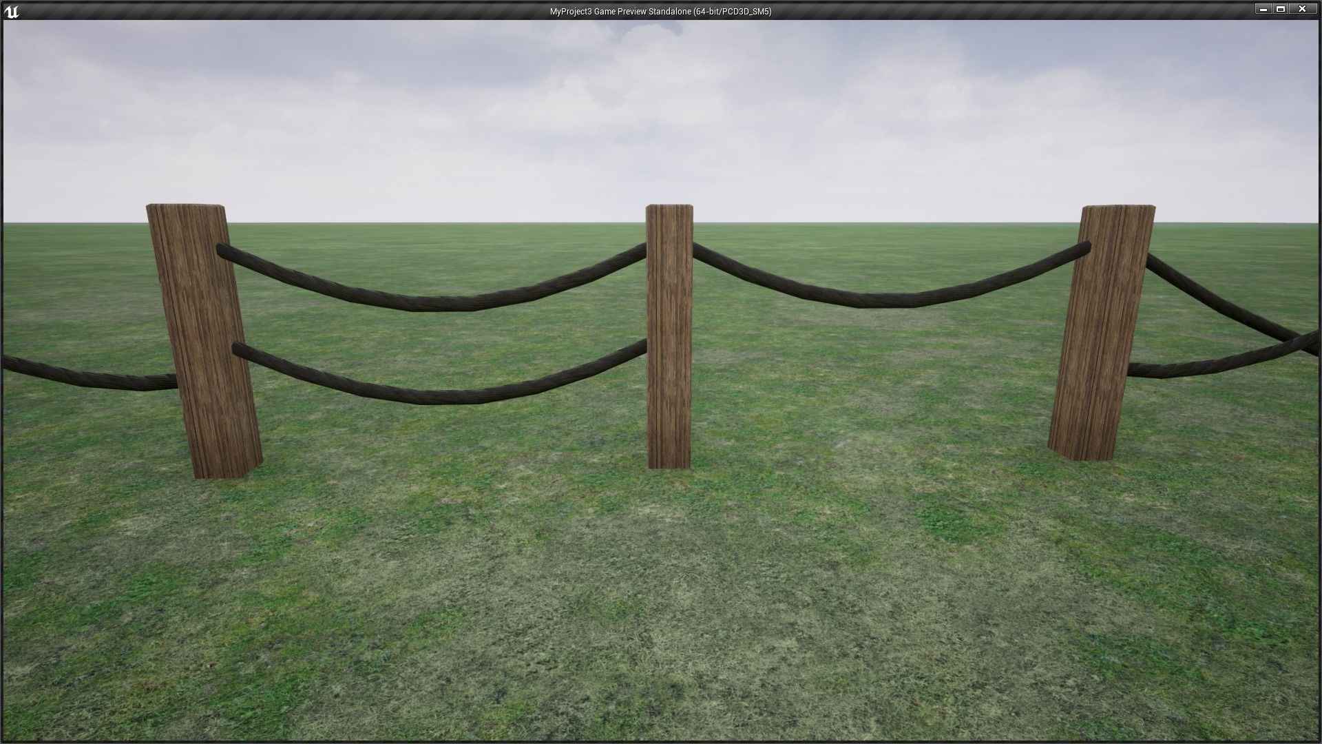 Modular Wooden Rope Fence Low-poly 3D model_9