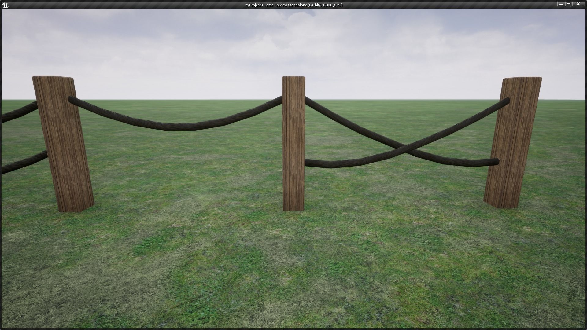 Modular Wooden Rope Fence Low-poly 3D model_7