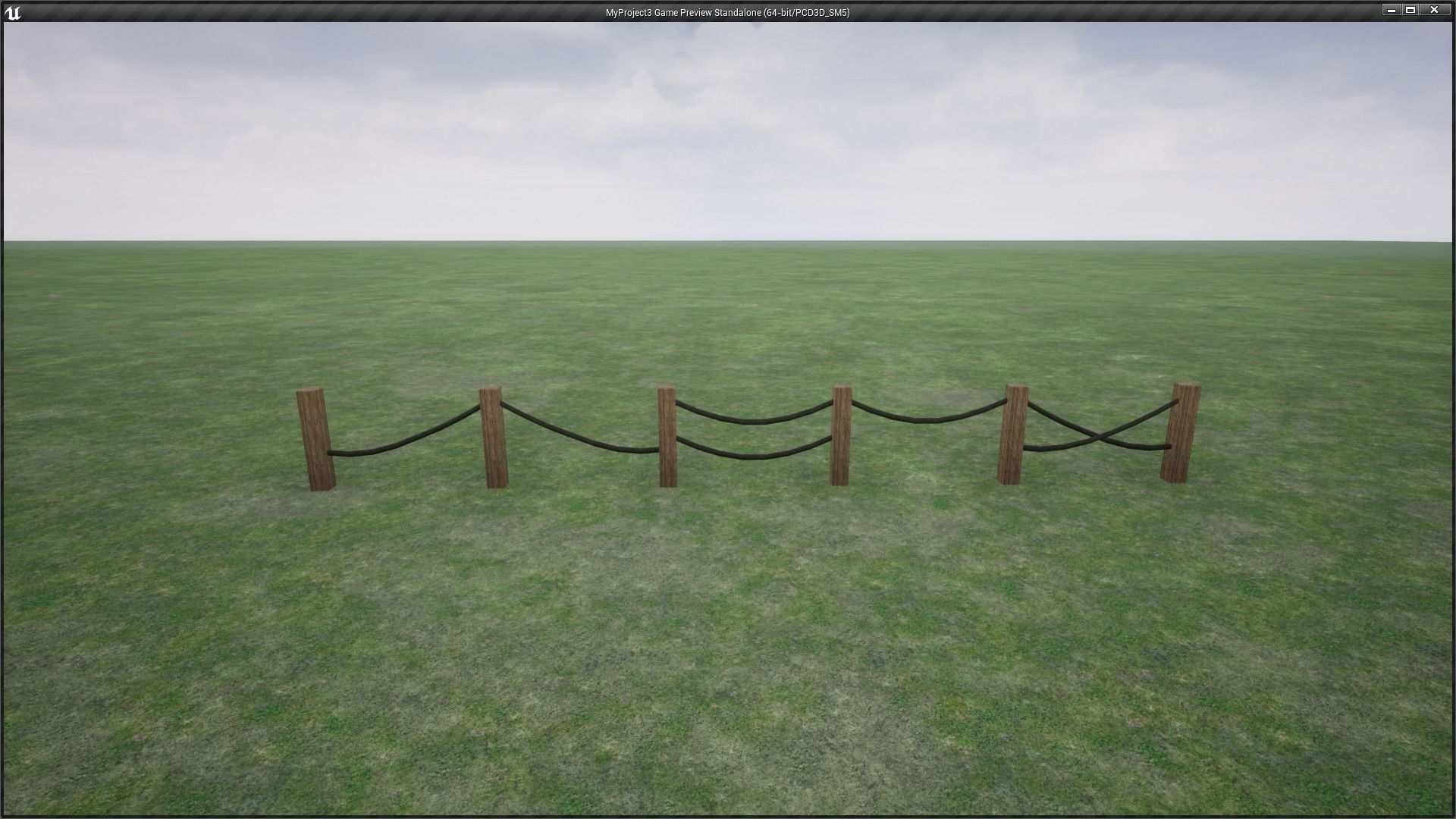 Modular Wooden Rope Fence Low-poly 3D model_11