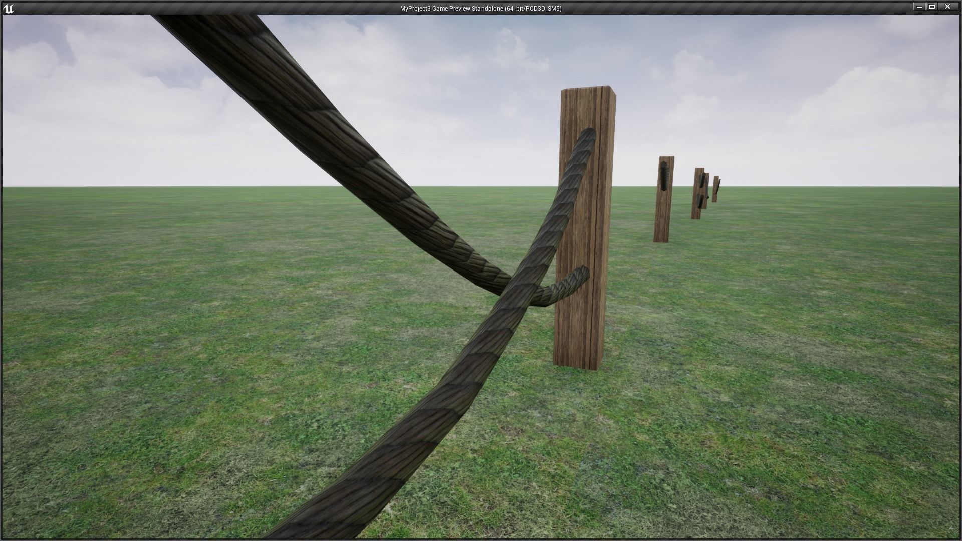 Modular Wooden Rope Fence Low-poly 3D model_5