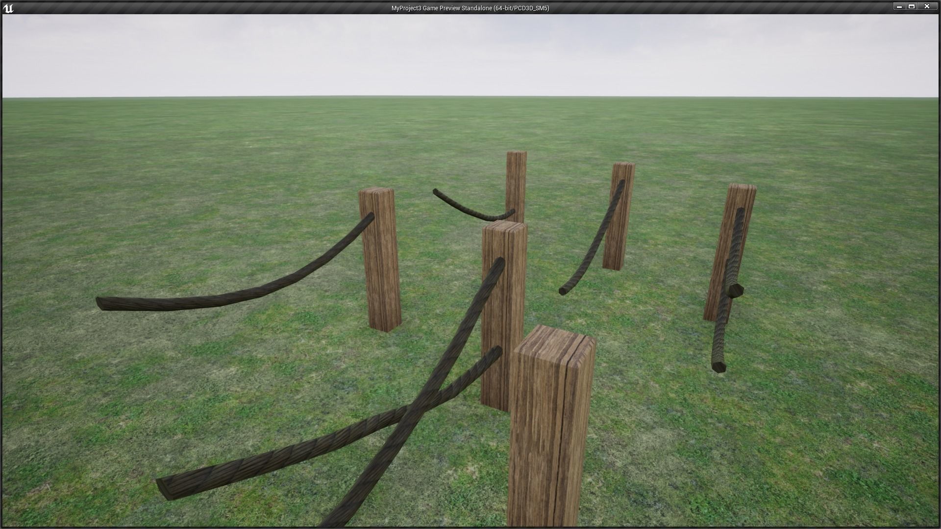 Modular Wooden Rope Fence Low-poly 3D model_3