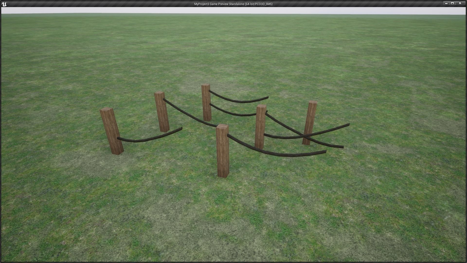 Modular Wooden Rope Fence Low-poly 3D model_12