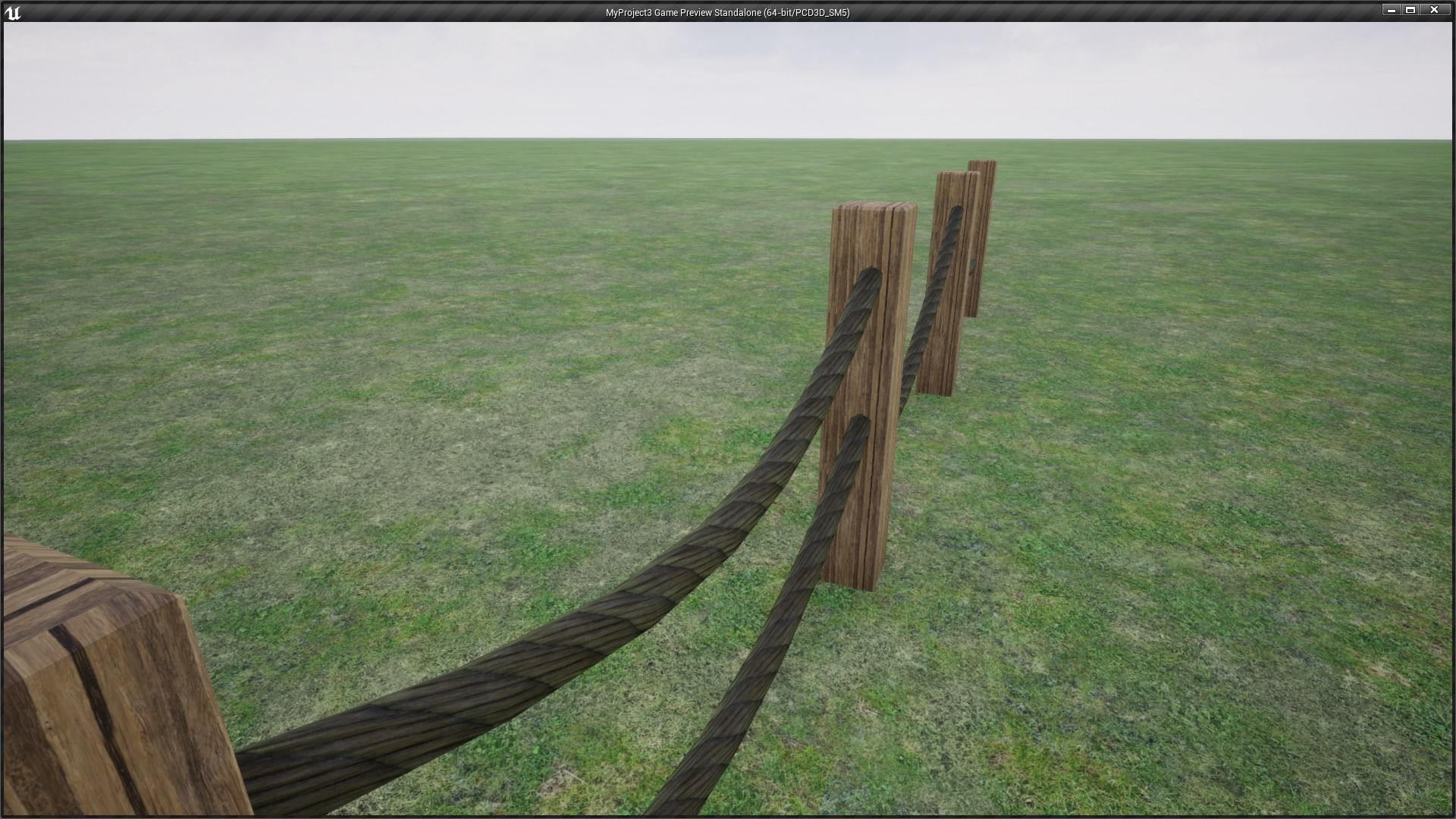 Modular Wooden Rope Fence Low-poly 3D model_1