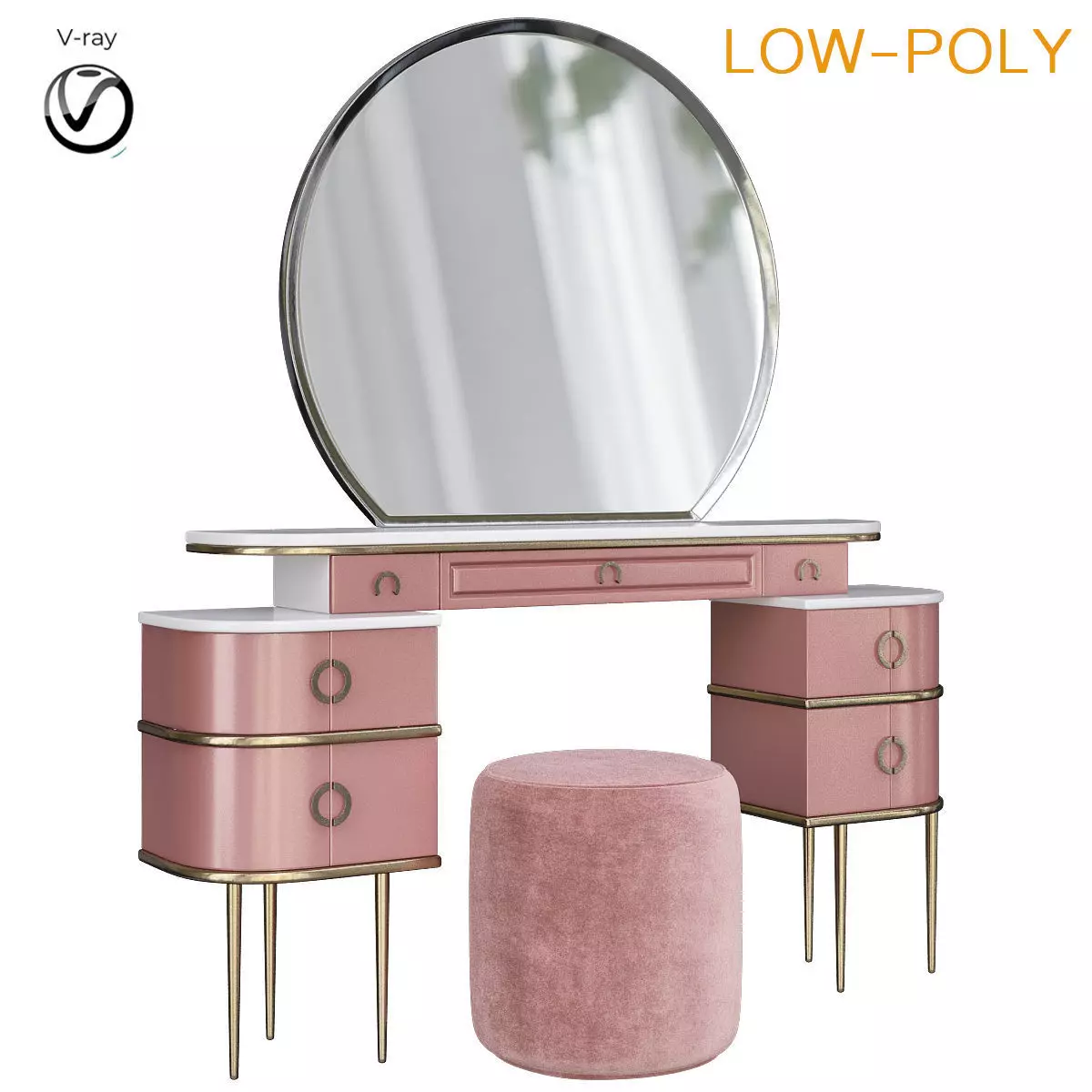 Dressing table ZELDA - Devon Devon 3d model Low-poly 3D model_0