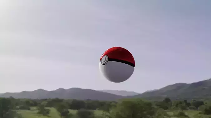 pokeball pokemon ball flying in air Low-poly 3D model