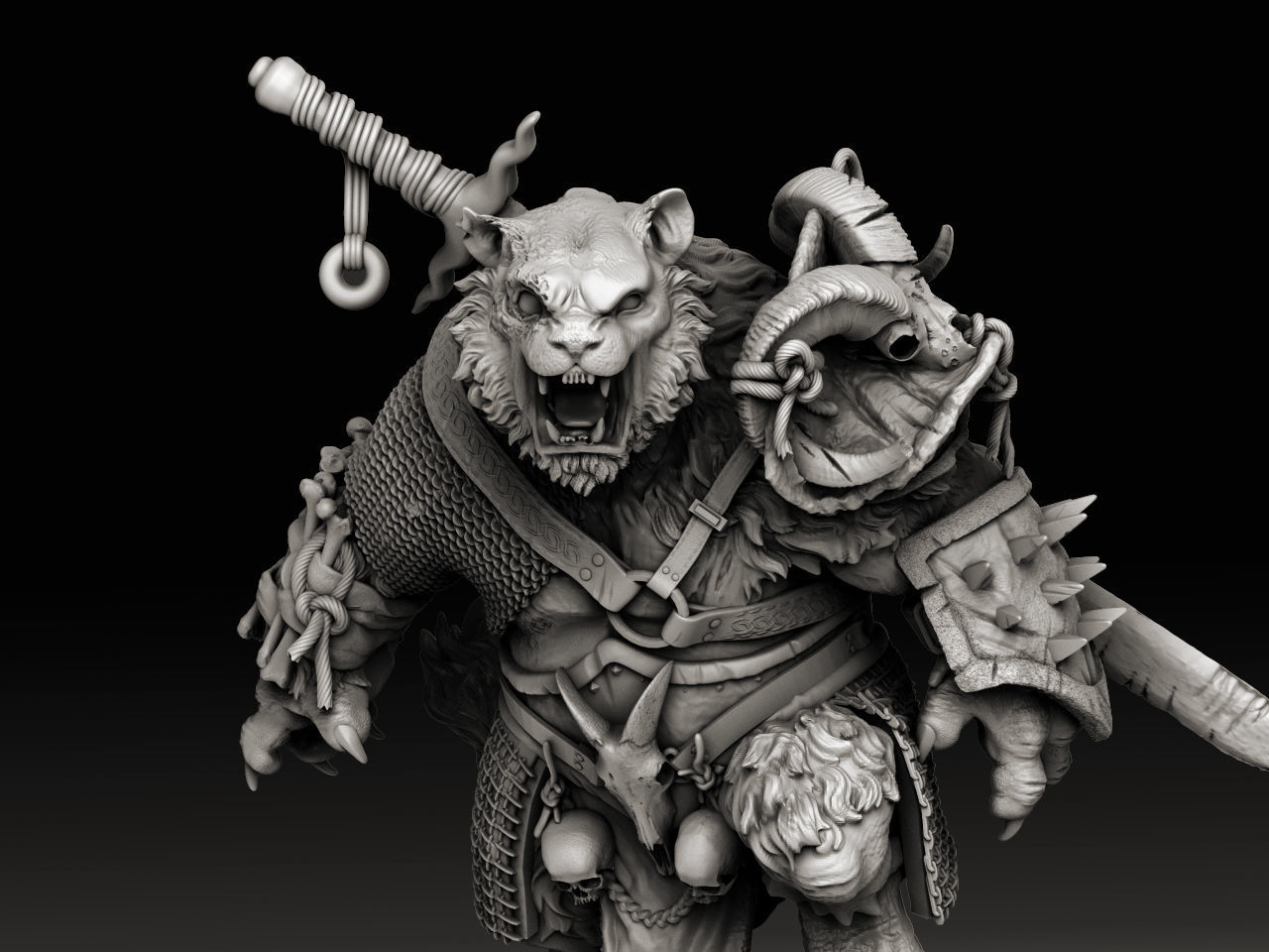 Tiger warrior by creative geek  MB 3D print model_2