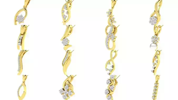 50 Bulk Women light weight pearl pendant 3dm stl render detail 3D Model Collection