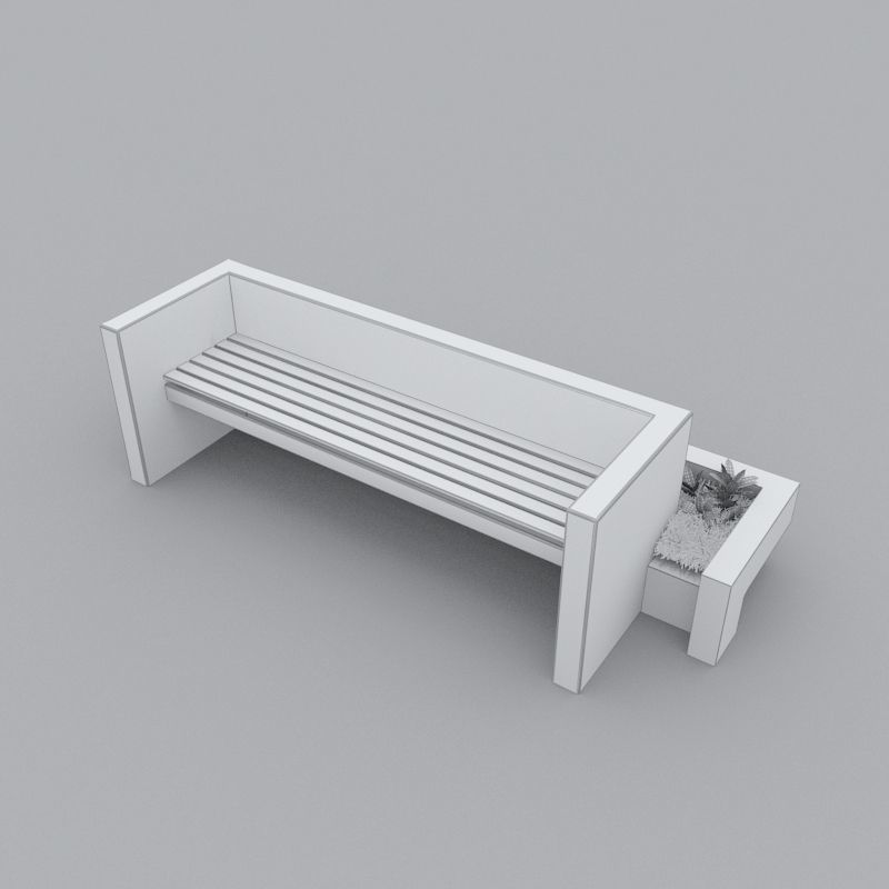 Modern Bench Street and Garden 3 3D model_6