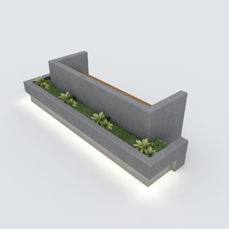 Modern Bench Street and Garden 3 3D model_2