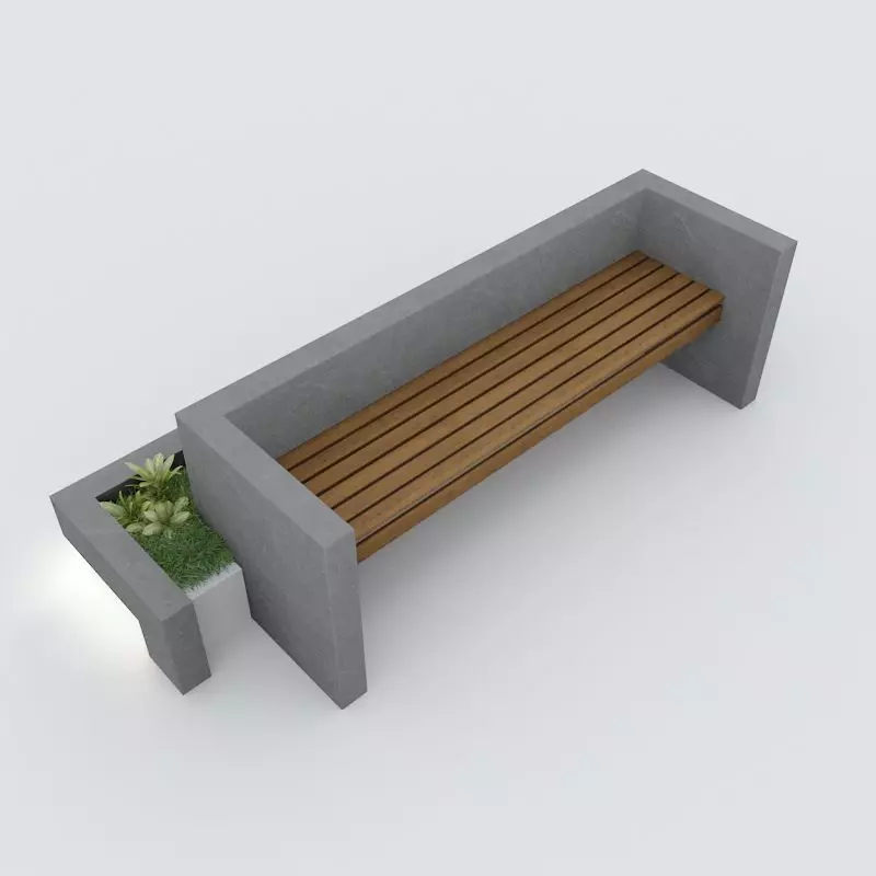 Modern Bench Street and Garden 3 3D model_0