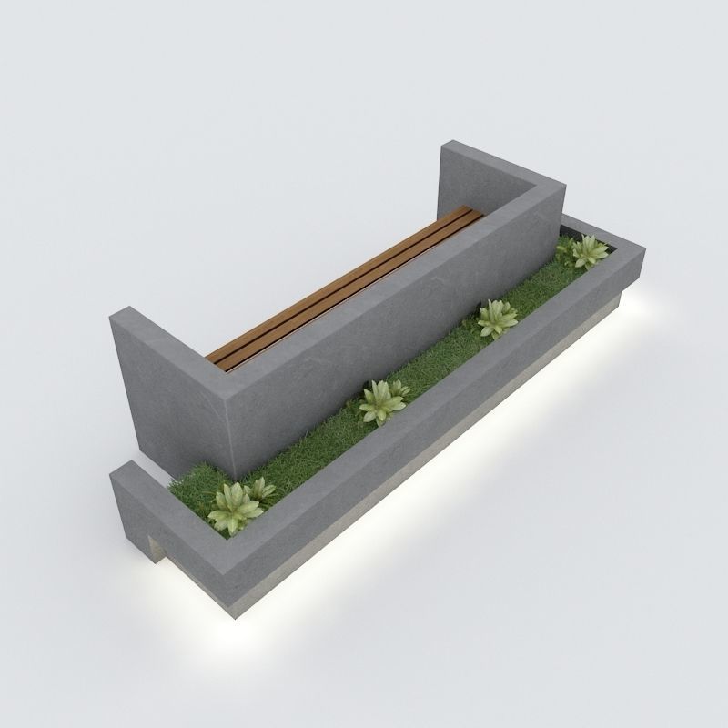 Modern Bench Street and Garden 3 3D model_3