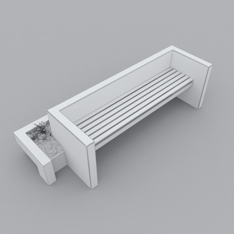Modern Bench Street and Garden 3 3D model_5