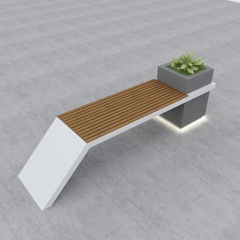 Modern Bench Street and Garden 4 3D model_2