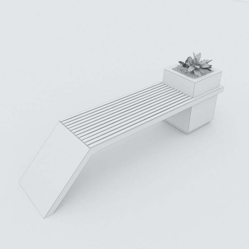Modern Bench Street and Garden 4 3D model_6