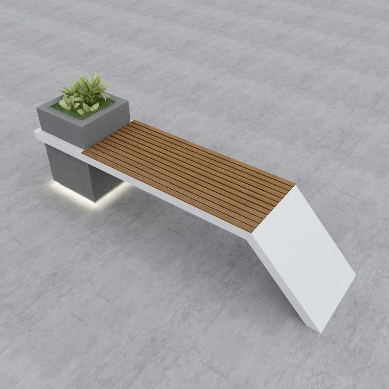 Modern Bench Street and Garden 4 3D model_1