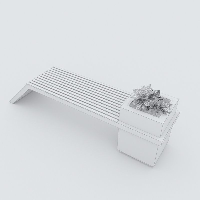Modern Bench Street and Garden 4 3D model_7