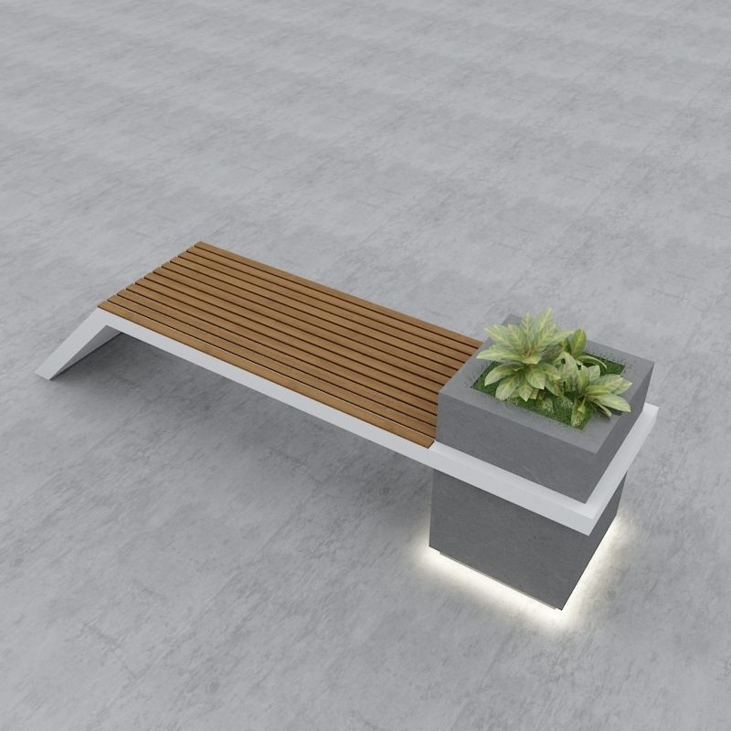 Modern Bench Street and Garden 4 3D model_3