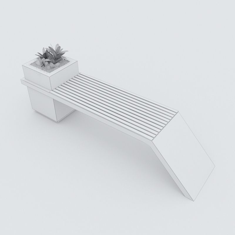 Modern Bench Street and Garden 4 3D model_5