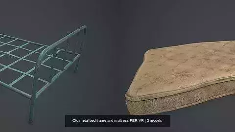 Old metal bed frame and mattress PBR VR
