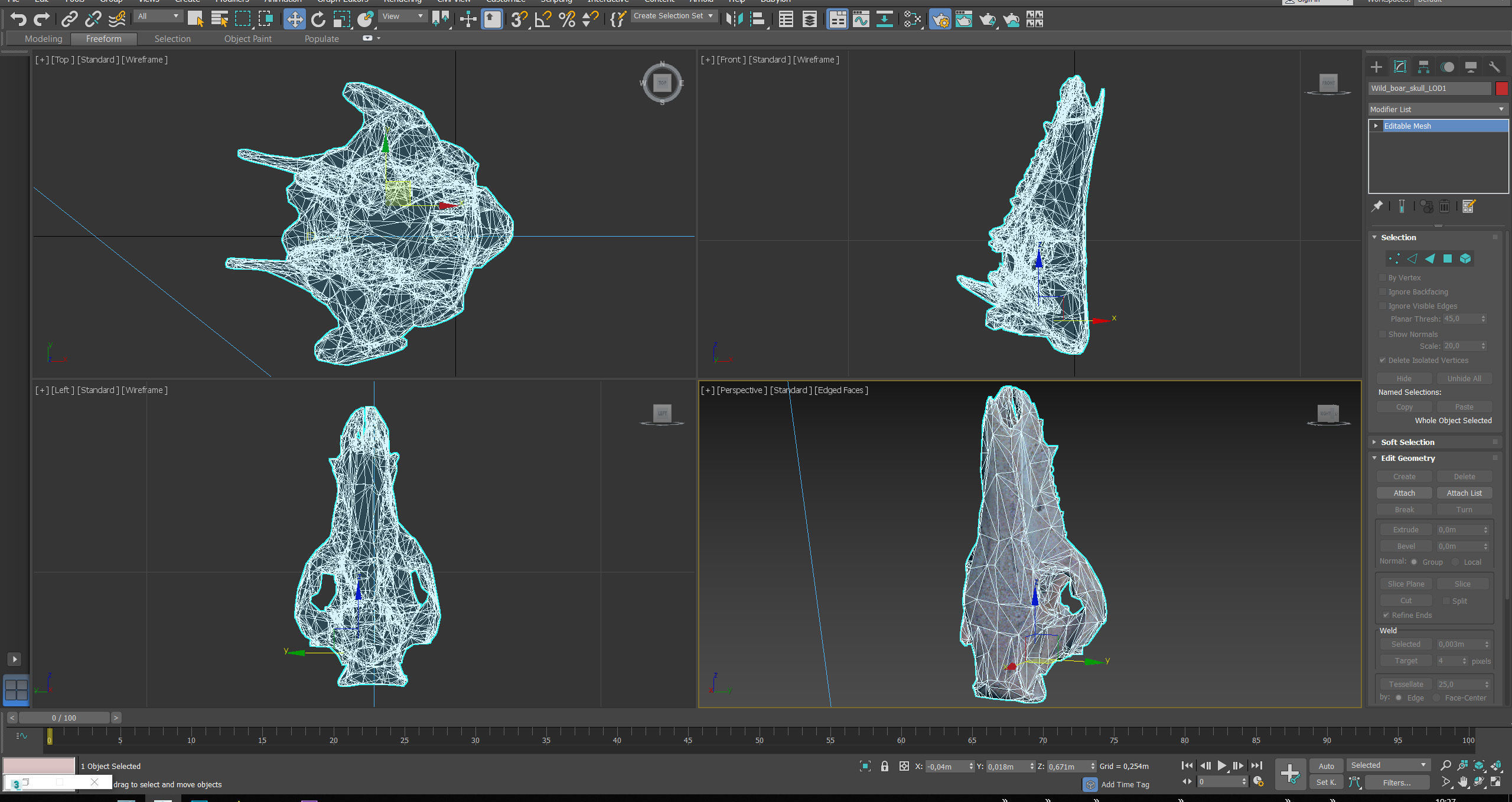 Wild Boar skull Low-poly 3D model_53