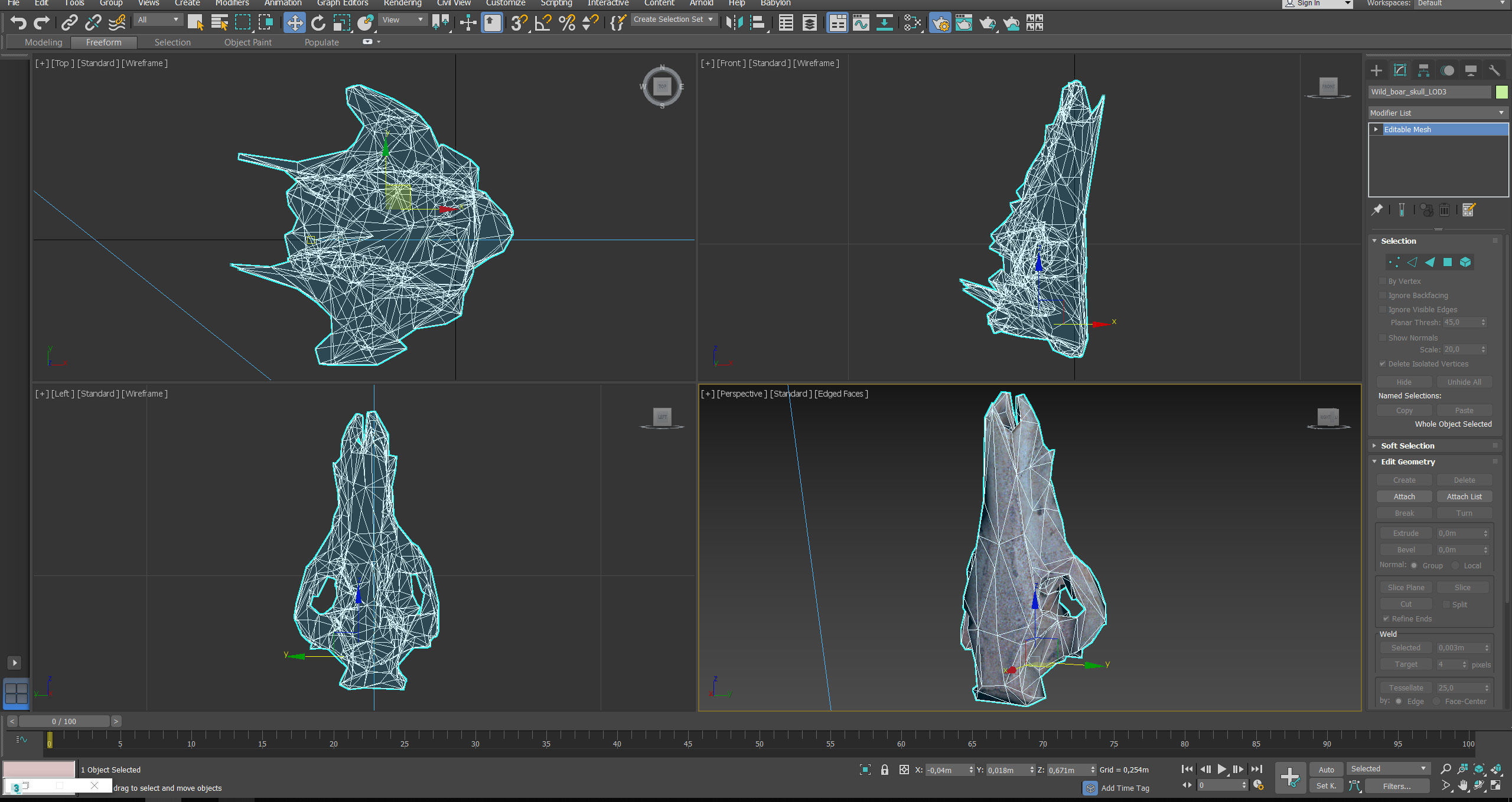 Wild Boar skull Low-poly 3D model_55
