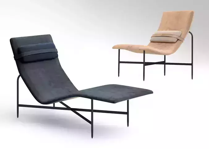  BluDot Deep Thoughts Leather Lounge Chair and Chaise 